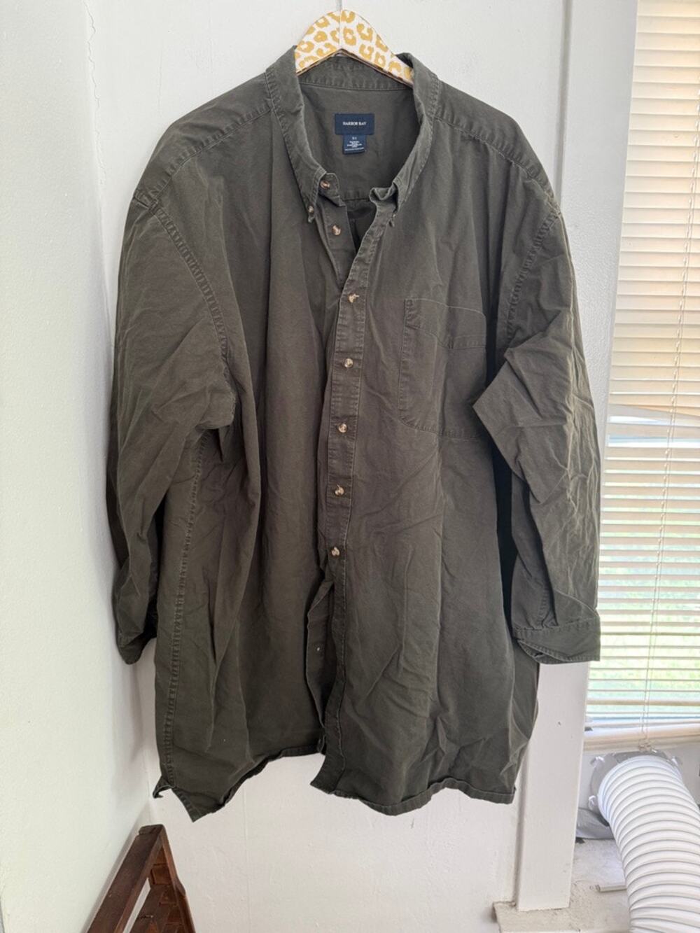 HARBOR BAY Men's Green Cotton Button Front Work Shirt | Size 5X